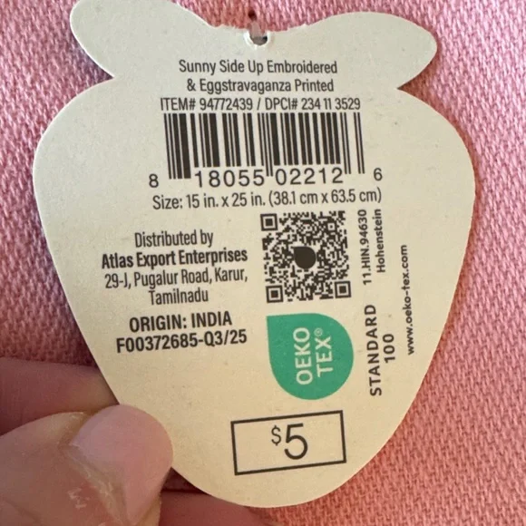 Pink 'Keep Your Sunny Side Up' Dish Towel with Egg Embroidery(two pack) NWT - Picture 3 of 3